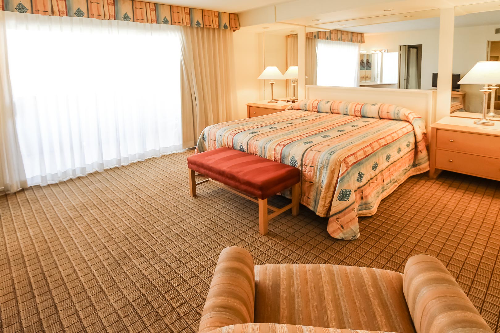 A charming master bedroom at VRI's Desert Vacation Villas in Palm Springs California.